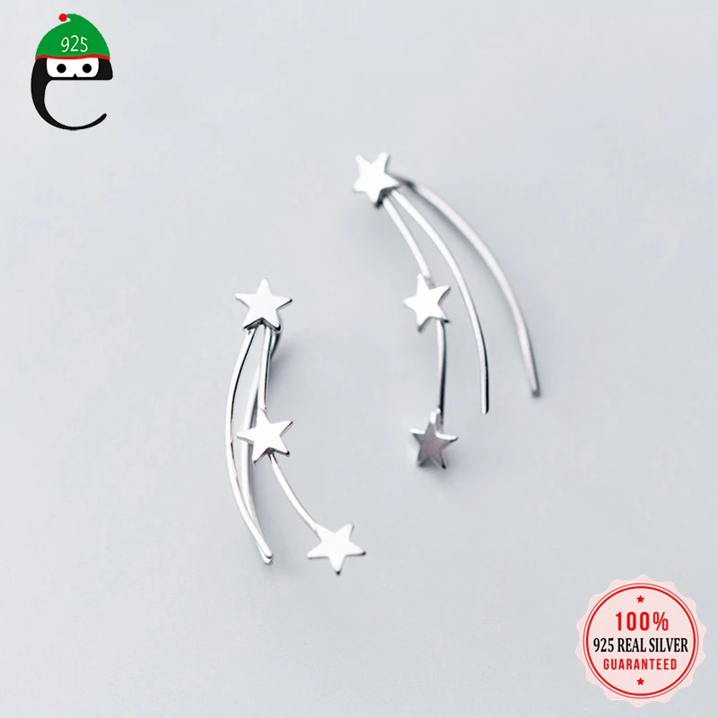 Женские серьги гвоздики из серебра 925 пробы в виде звезды|Серьги-гвоздики| |
