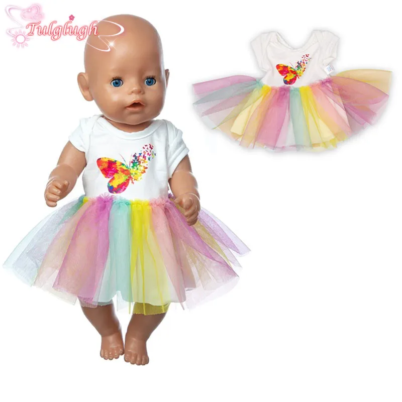 

Новое милое платье с вышитыми бабочками одежда для 43 см для ухода за ребенком для мам Baby Doll 17 дюймов новорожденных куклы Одежда и аксессуары