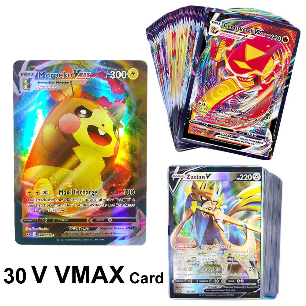 TAKARA TOMY-cartas de Pok&eacute;mon V VMAX para ni&ntilde;os, cartas brillantes, juego de batalla, Colecci&oacute;n, Booster Box, 30 Uds.-0