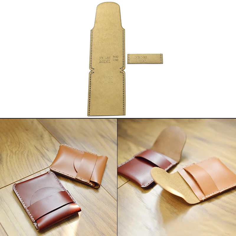 

DIY Leather Card Bag with Cover Kraft Paper Template Handmade Layout Drawings Card Holder Sewing Stencil Mould Supplies Tool