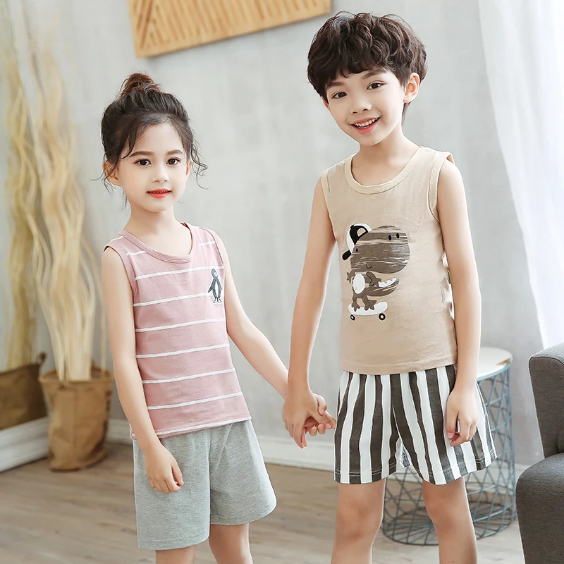 Летняя Пижама детская одежда для младенцев брючный костюм пижамный комплект