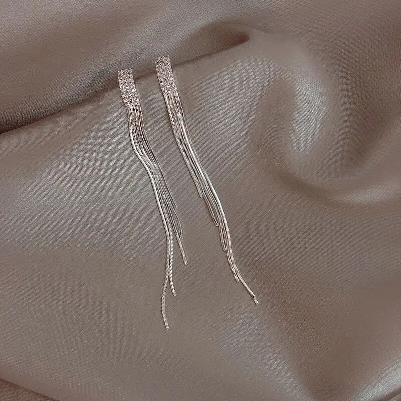 

Fashion Metal Chain Tassel Earrings Rectangular Crystal Accessories Geometric Earrings for Women Wedding Gifts Daily Jewelry