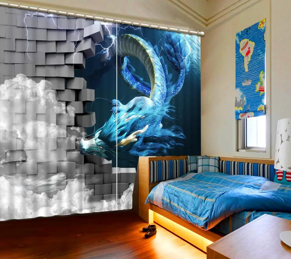 Пользовательские 3D стереоскопические современные шторы для спальни настенные