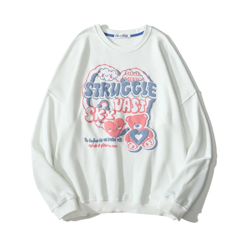 Толстовки с капюшоном в стиле Харадзюку пуловер сердечками свитшоты хип-хоп