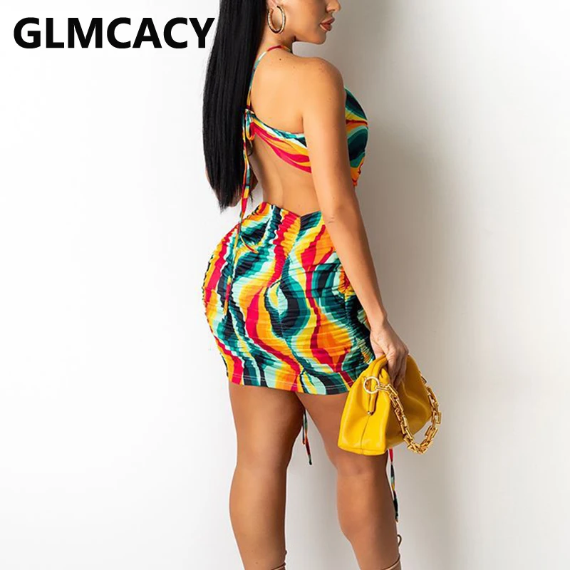 

Halter Backless Bodycon Mini Dress Sexy Summer Beach Holiday Dress