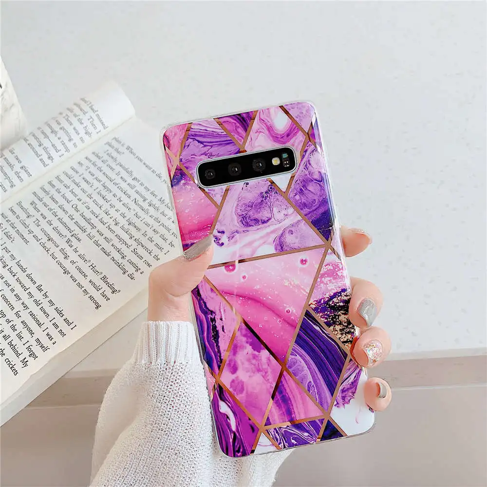 Чехол для телефона с геометрическим мрамором и покрытием для samsung Galaxy S10 S9 S8 Plus S10E Note 10 Plus, мягкий силиконовый чехол из ТПУ