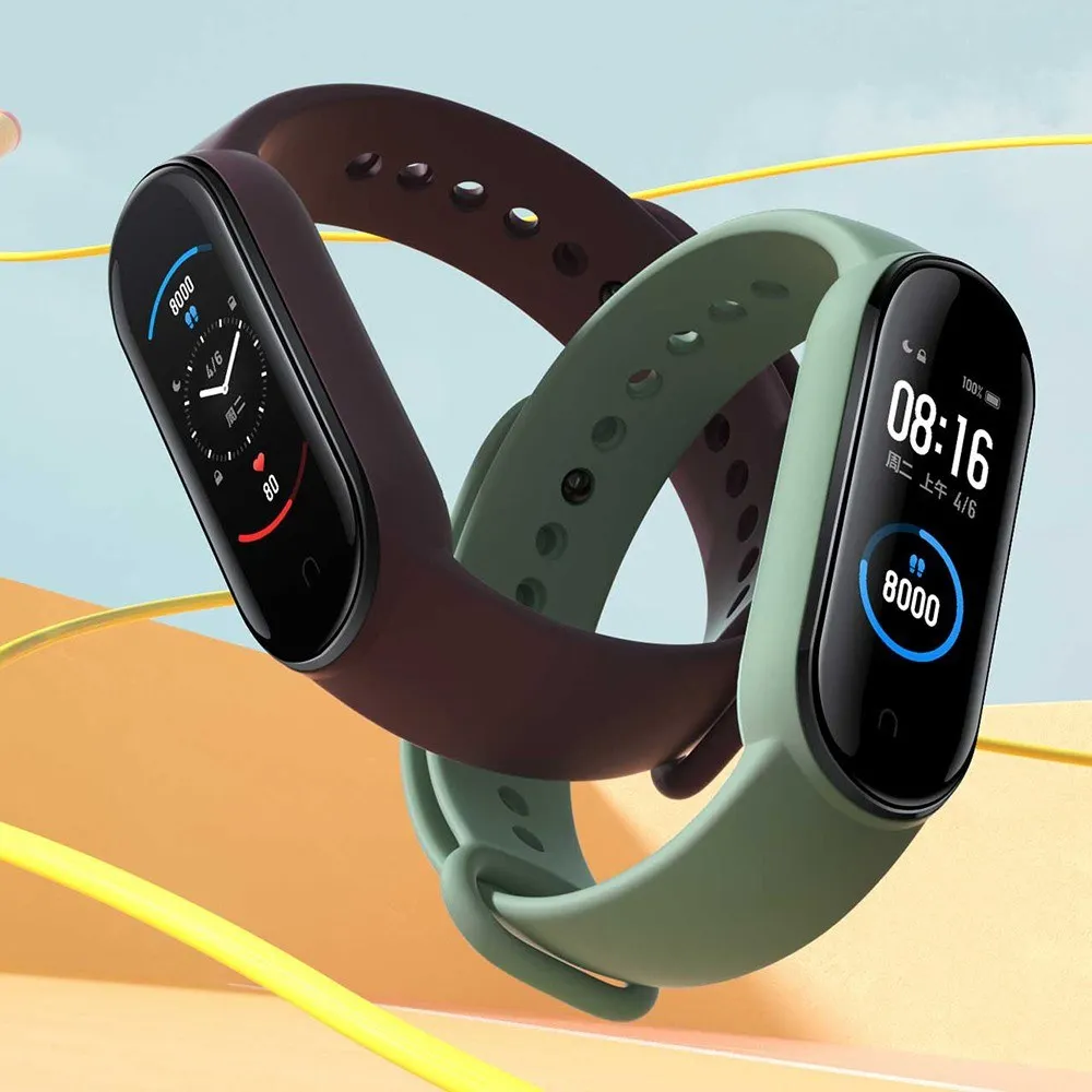 Новинка 2020 оригинальный Смарт браслет Xiaomi Mi Band 5 с NFC цветной AMOLED дисплей 1 дюйма