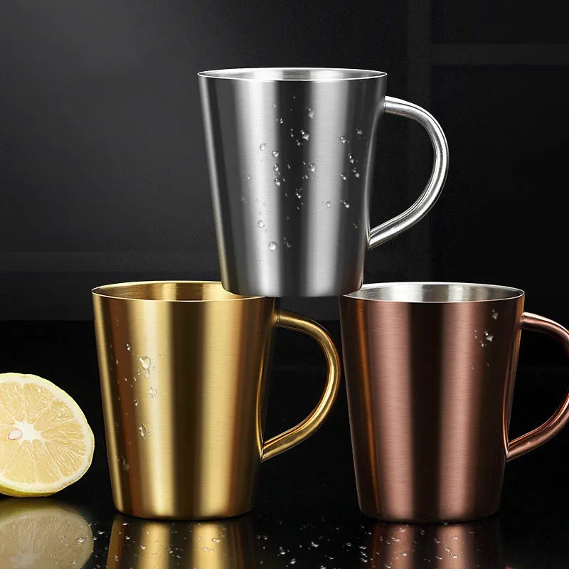 Xícara de Café Copo de Cerveja 304 de Aço Inoxidável Prontamente Você Traz Punho Defesa Queda Duplo-deck Isolamento Térmico Ins Copo Conciso