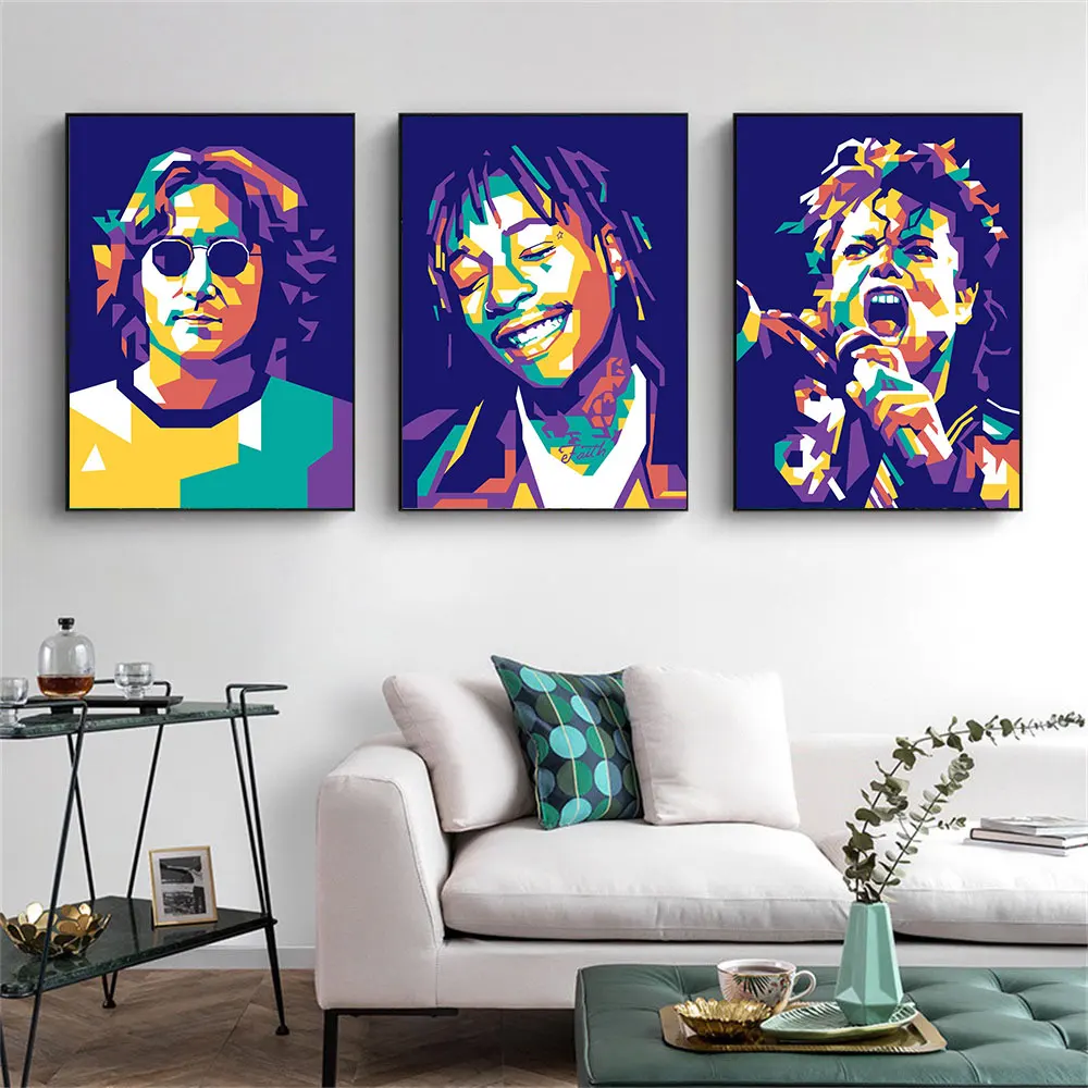 

Famous Pop Art Singer Portrait Poster Canvas Painting Print On The Wall Abstract Figure Picture For Living Room Home Decoration
