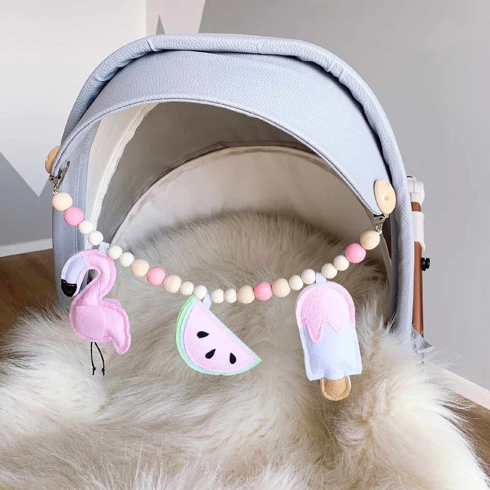 INS Nordic Wooden Baby Bracelet Pram Clip Kids Bed Hanging Rattles Toy  Pacifier Chain Nursery Baby Bedroom Decoration Gift