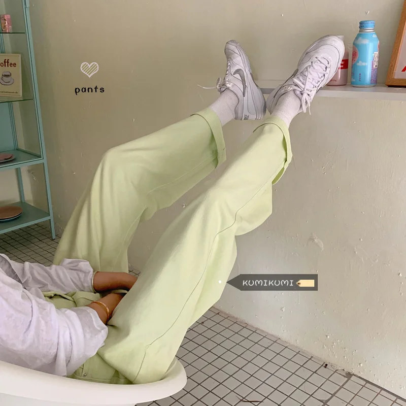 Летние красные брюки универсальные Свободные повседневные прямые джинсовые