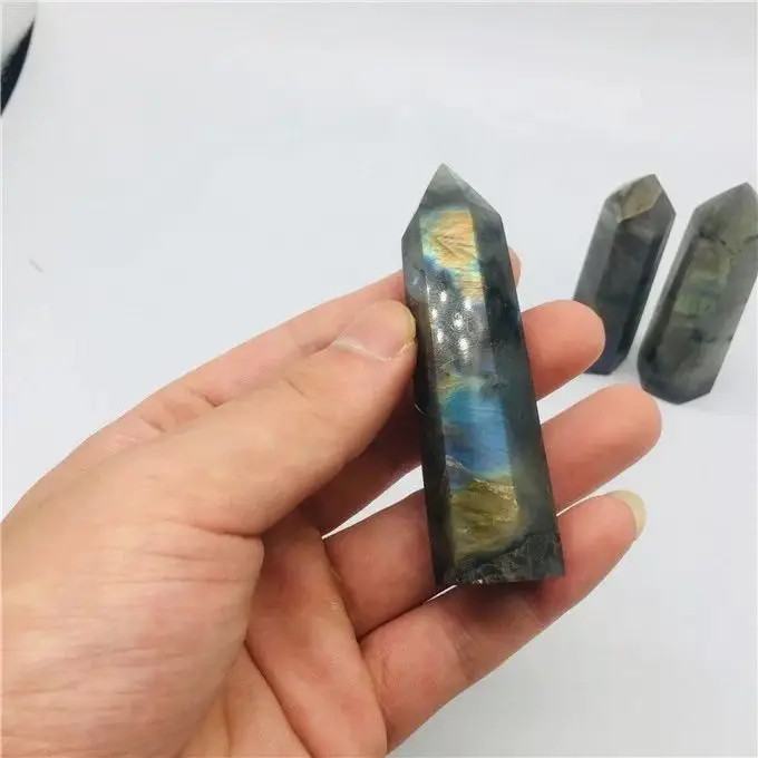

MOKAGY 1 шт. 50 мм-60 мм натуральный Лабрадорит шестигранная колонна кристальная точка минеральное украшение исцеляющая палочка домашний декор