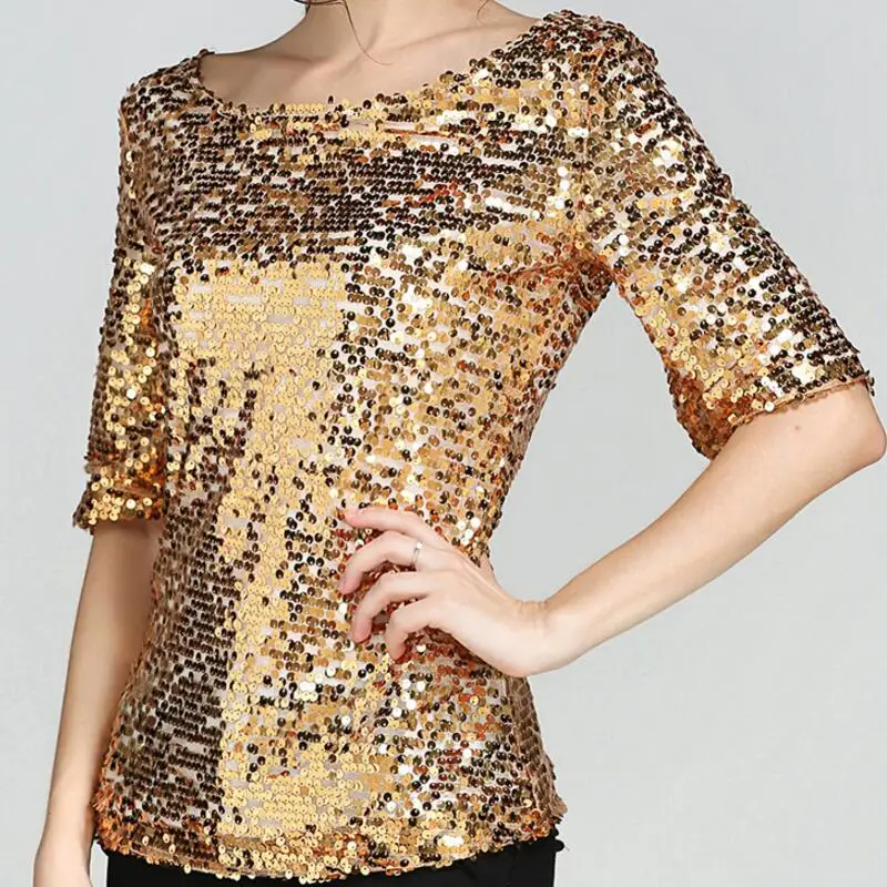 Новая темпераментная Элегантная Модная расшитая блестками блузка с воротником
