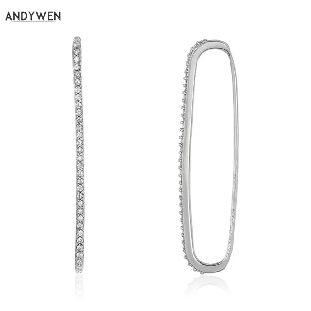 ANDYWEN 925 пробы серебряные золотые длинные серьги-клипсы серьги без проколотых ушей