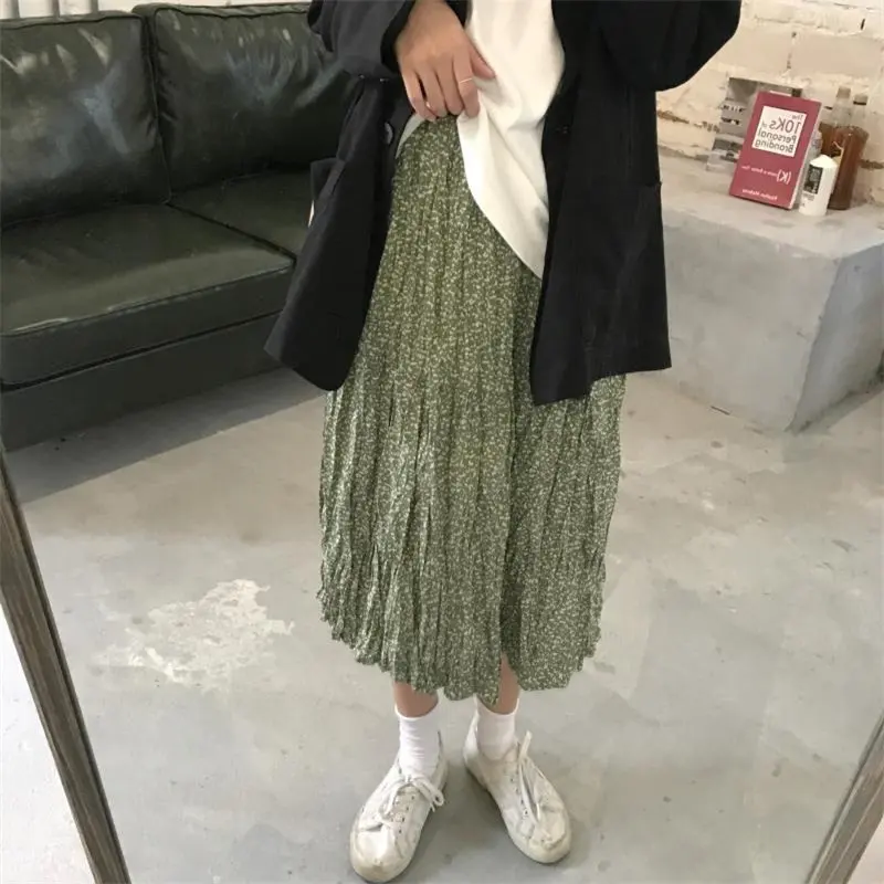 Женская плиссированная юбка трапеция Alien Kitty элегантная длинная с цветочным