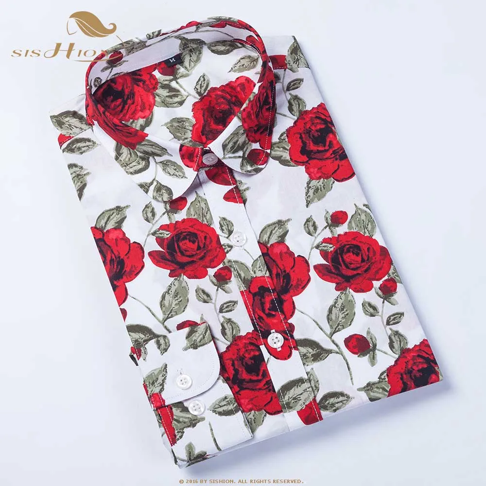 SISHION Long Sleeve Blouse Women Star Floral Print Cotton Shirt QY0441 Women Vintage 5XL Plus Size Shirts Womens Tops Ladies