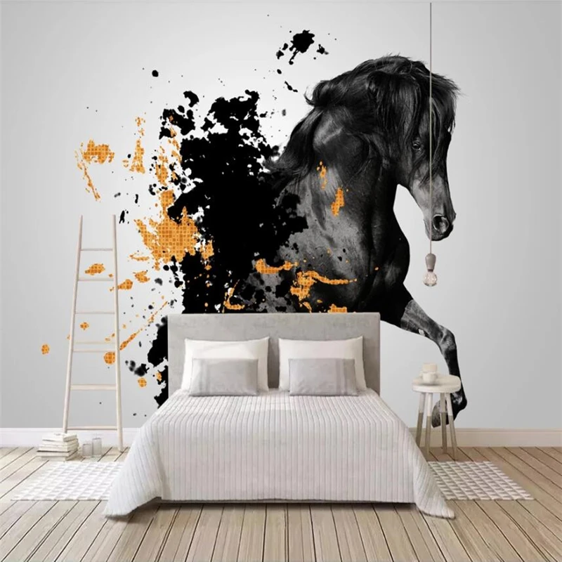 Wellyu индивидуальные большие фрески Мода обустройство дома чернила лошадь простые
