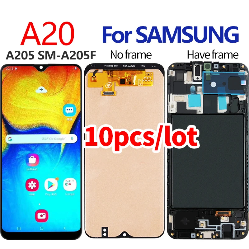 

ЖК-дисплей для Samsung Galaxy A20, A205, SM-A205F, A205FN, с сенсорным экраном, дигитайзер в сборе, A205GN, A205S, A205YN, 10 шт./лот