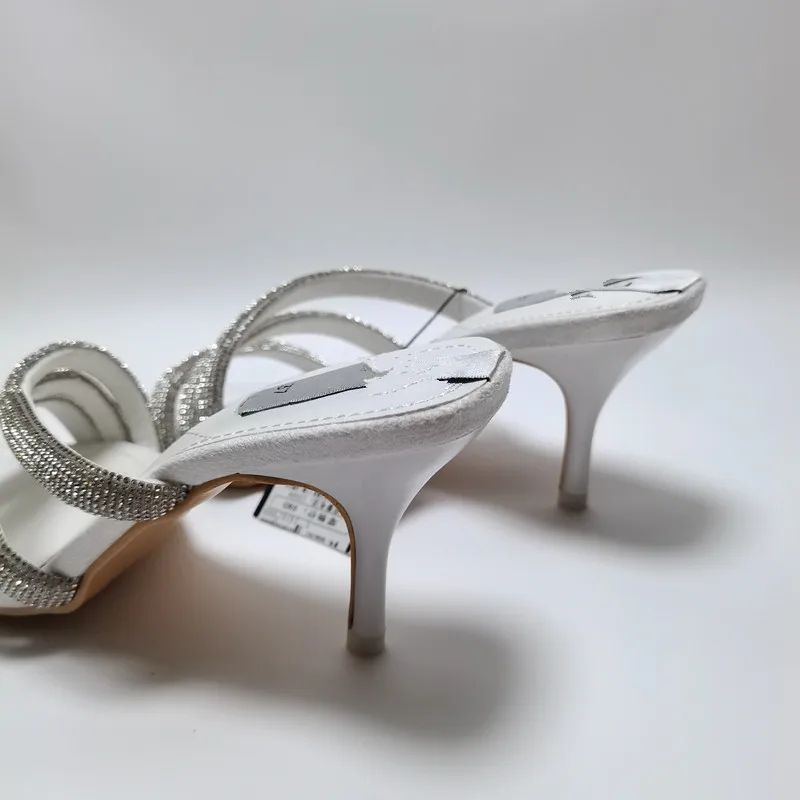 

High-Heeled Shoes Lady Rubber Flip Flops Glitter Slides Ladies' Slippers Slipers Women Hawaiian Jelly 2021 Thin Microfiber Round