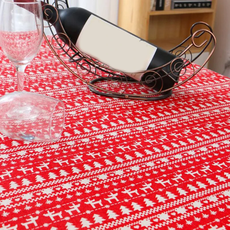 Красный олень Рождественская елка сельская полоса хлопок скатерть полотенце