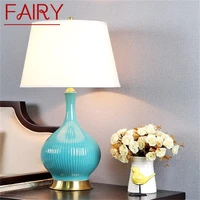 fairy ceramic table lamp copper contemporary luxury pale blue desk light led for home bedsides