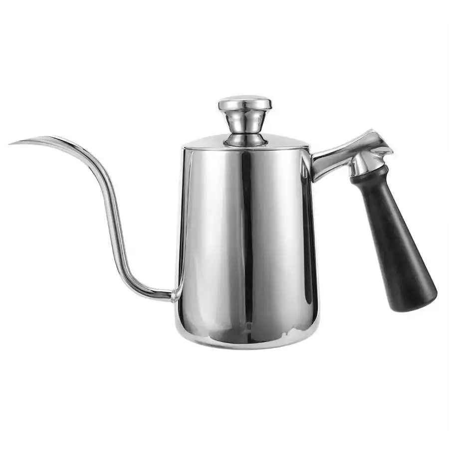 

600ml Stainless Steel Coffee Pot With Wooden Handle Spout Pour Kettle Teapot Goose Neck Hand Drip Pot Mocha Coffee Pot