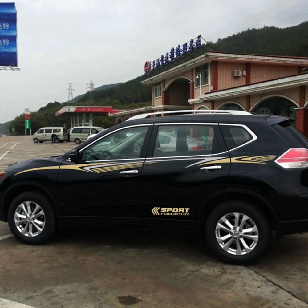 

2PCS Car Whole Body Sport Door Stickers Decals For Toyota RAV4 HRV CRV Capitiva Captur Tucson Tiguan Duster X-trail Qashqai CX5