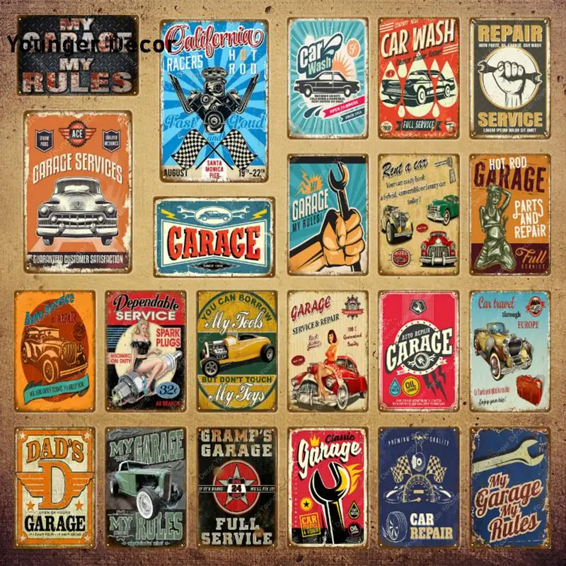 

Gramp's Garage Tin Signs Car Repair Tyres Metal Poster Wall Art Decor Vintage Decorative Plate My Garage My Rules Plaque YI-087