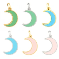 5pcs fashion stainless steel charms heart enamel pendant for diy jewelry making star moon charm necklaces bracelet accessories