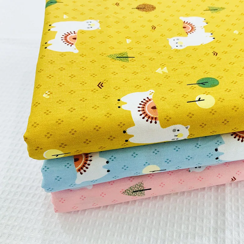 Саржевая хлопчатобумажная ткань с милым принтом животного для рукоделия