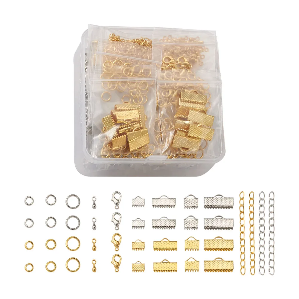 

1 Box DIY Jewelry Making Finding Ribbon Crimp Ends Chain Extender Alloy Charms Lobster Claw Clasps Jump Rings