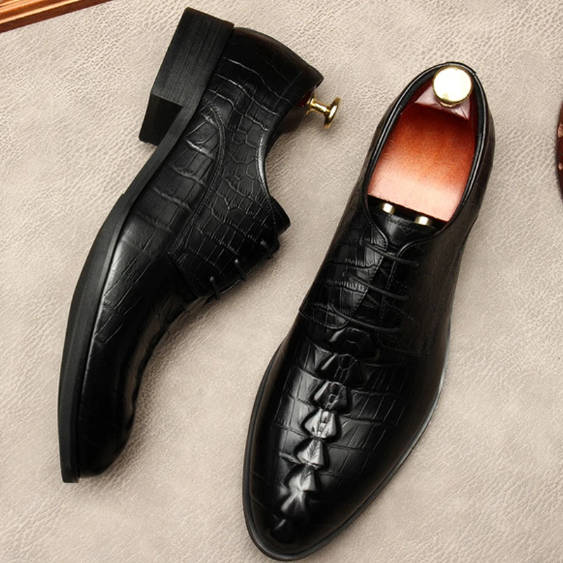 Италия Мужские модельные туфли оксфорды из натуральной кожи Модная свадебная