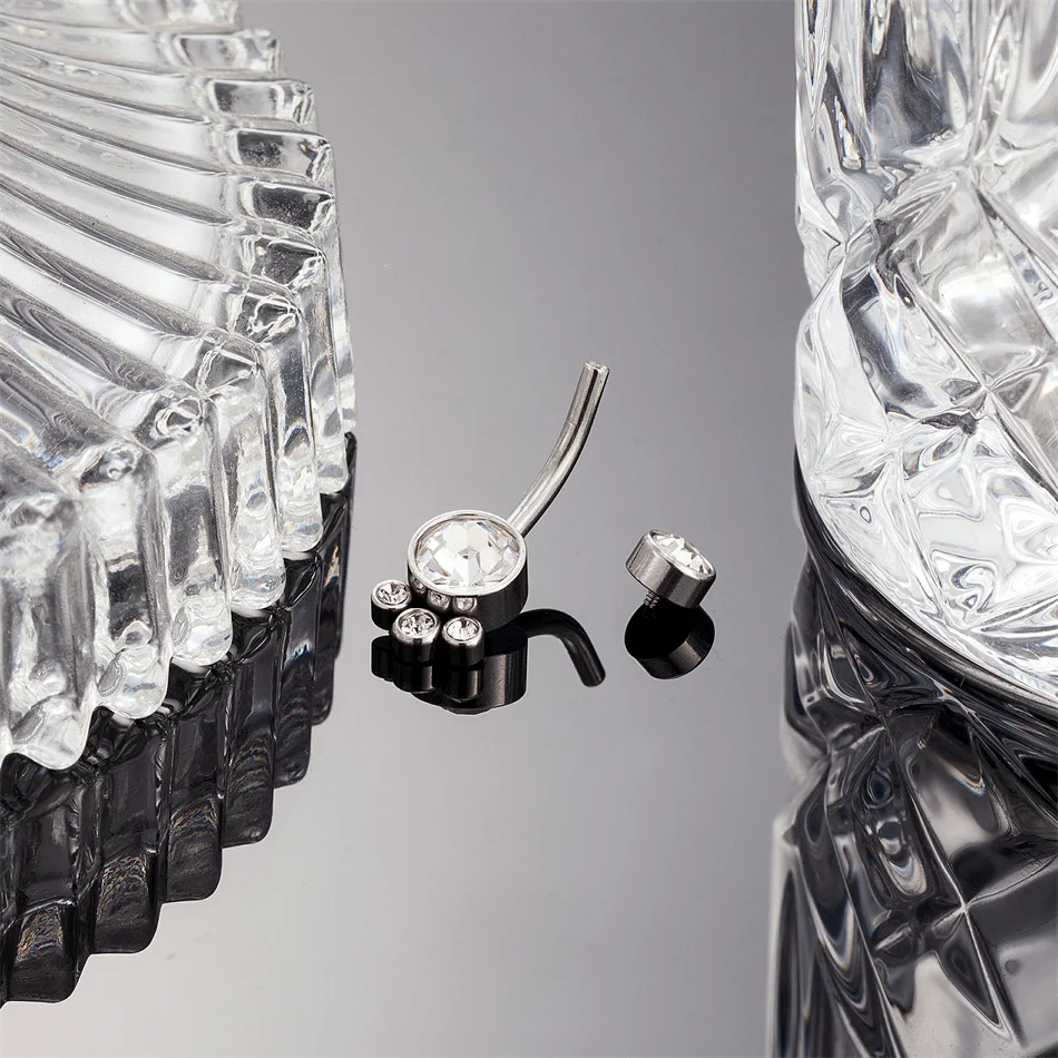 хрустальная нержавеющая сталь пупок серьги 14G 10mm Barbells CZ Navel Rings Simple мужчина