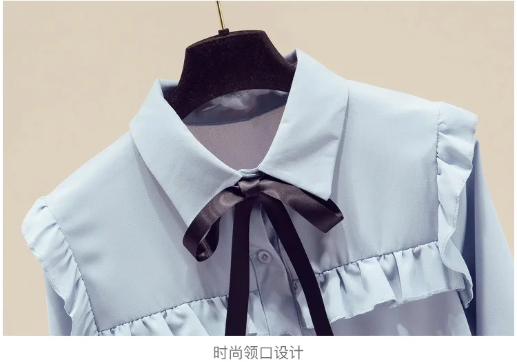

Spring Summer 2021 New Fashion Solid Chiffon Blouse Long Sleeve Turn-down Collar Bow Elegant Lady Women's Shirt Blouses Casual