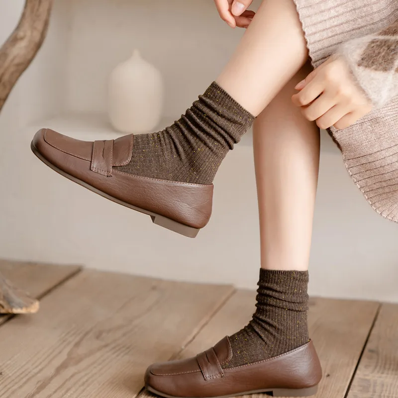 2022 New Fashion Women Crew Socks Cotton Autumn Winter Solid Color New Style Color Casual High Quality Simplicity Long Socks