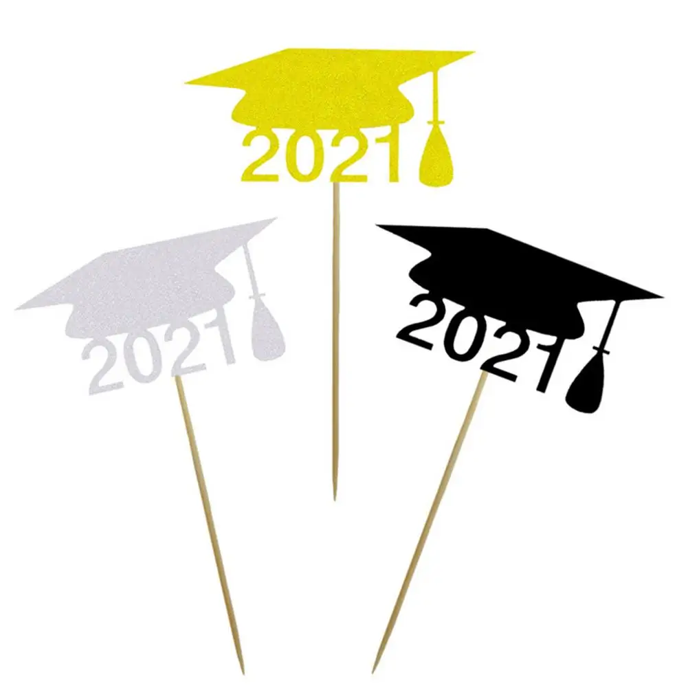 

10 Pcs Graduation Cupcake Toppers 2021 Graduation Season Cake Toppers Party Layout Simulation Cake Props