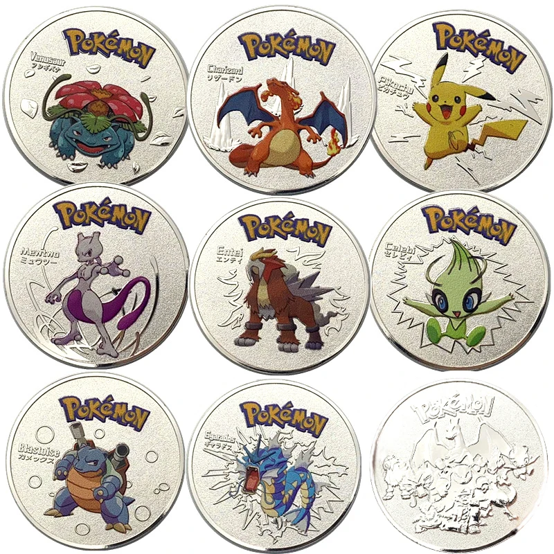 

Japan Anime Pocket Monsters Silver Plated Coins Popular Cartoon Pokemon Commemorative Coin for kid's Christmas birthday Gifts