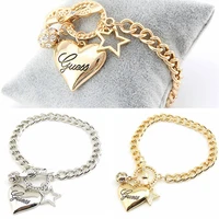 chain bracelet gold color women love heart link bracelet crystal bracelets bangles valentines day gift festival wholesale