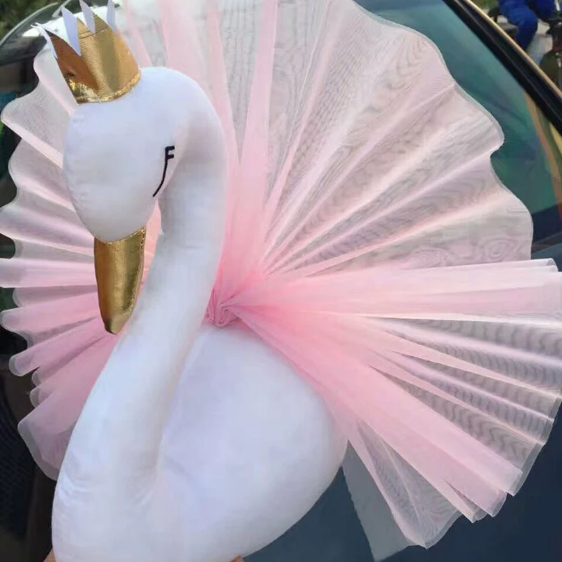 Милая 3D золотая корона Лебедь настенное искусство висячая девушка кукла мягкая
