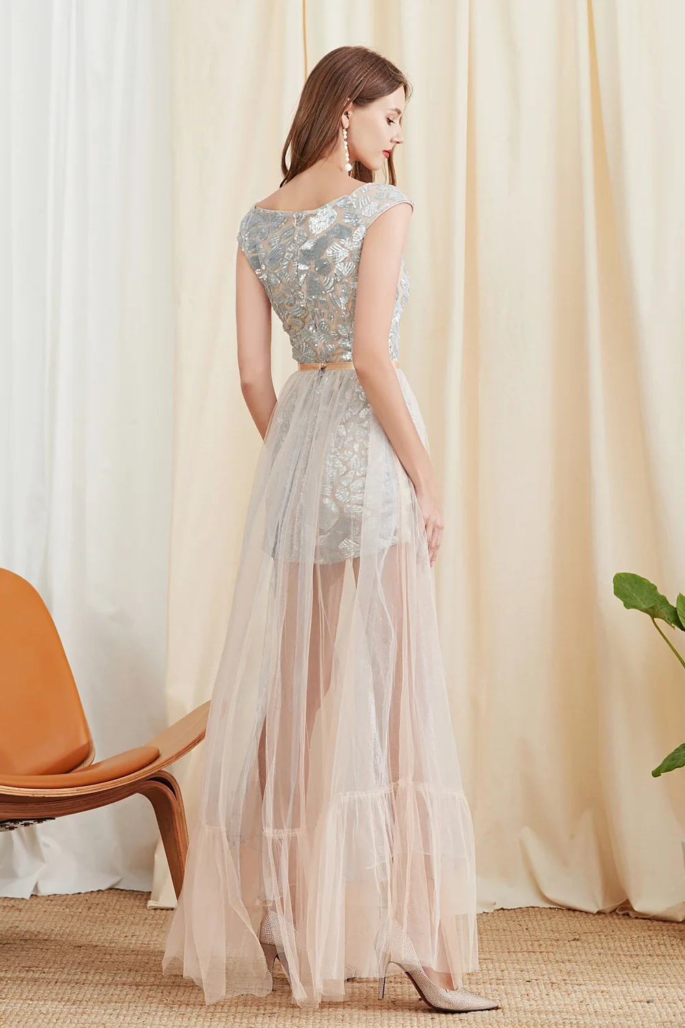 Женский комплект из двух предметов платье с вырезом лодочкой коротким рукавом