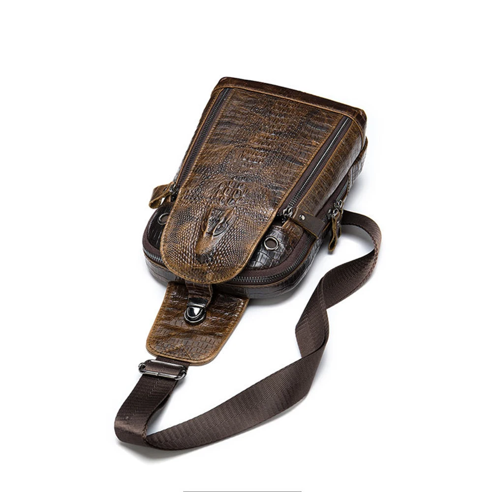 Новая мужская сумка из натуральной кожи с тиснением под крокодила модная
