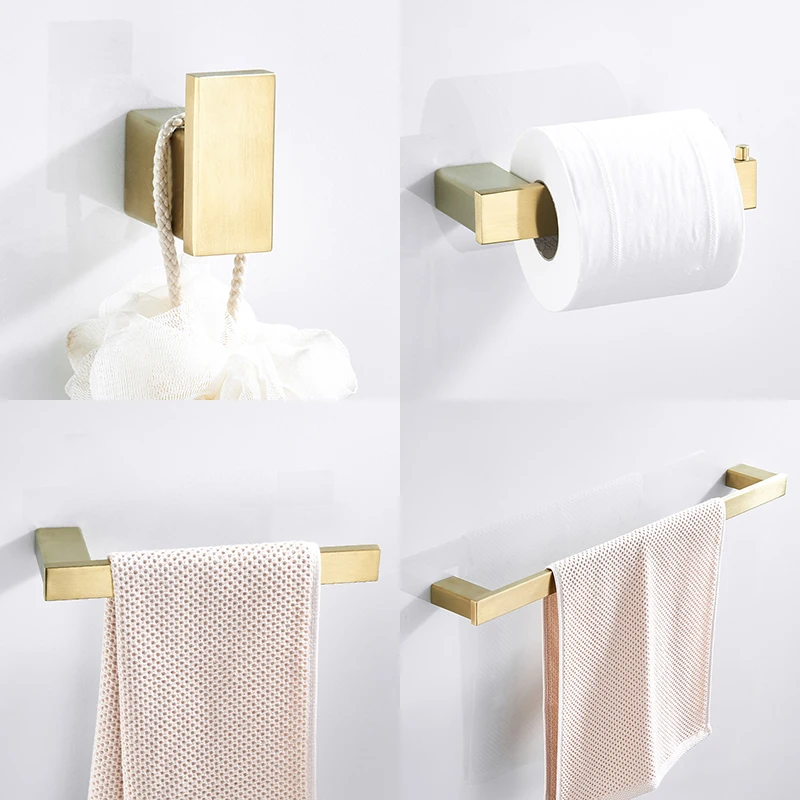 Brushed Gold FMHJFISD матовый золотой черный throom аппаратные комплекты Держатель для полотенца Бар Держатели Крючки для ванной аппаратные комплекты - Цвет: Brushed Gold
