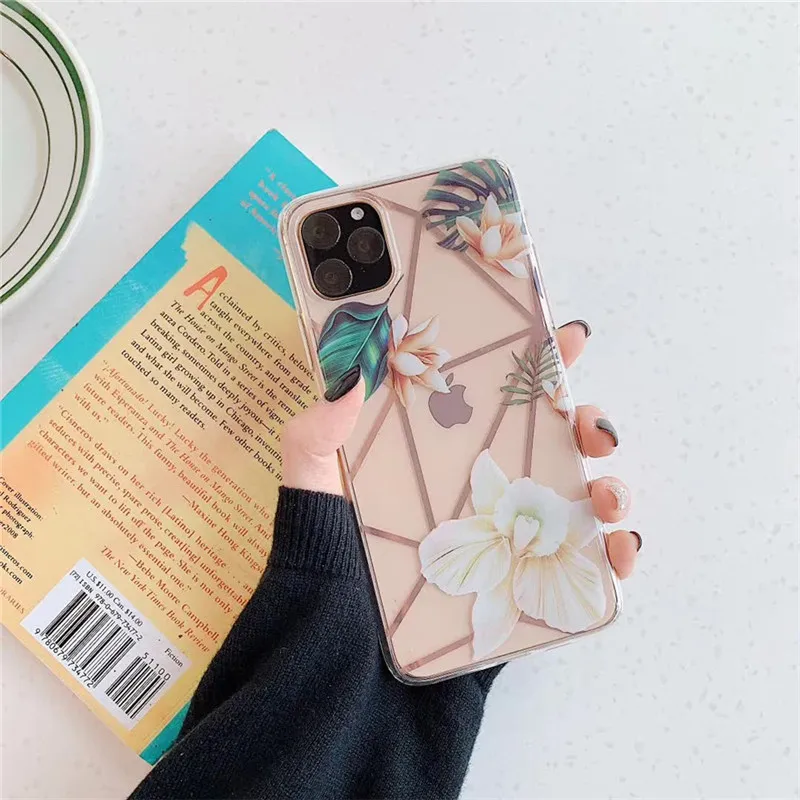 KJOEW Transparent Electroplated Phone Cases For iPhone 11 Pro Max XR XS 6 6S 7 8 Plus X Flower Rose Soft TPU Back Cover Capa |