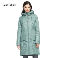 gasman 2021new spring autumn jacket fashion casual coat women long parka thin cotton hooded high quality womens jackets 81868