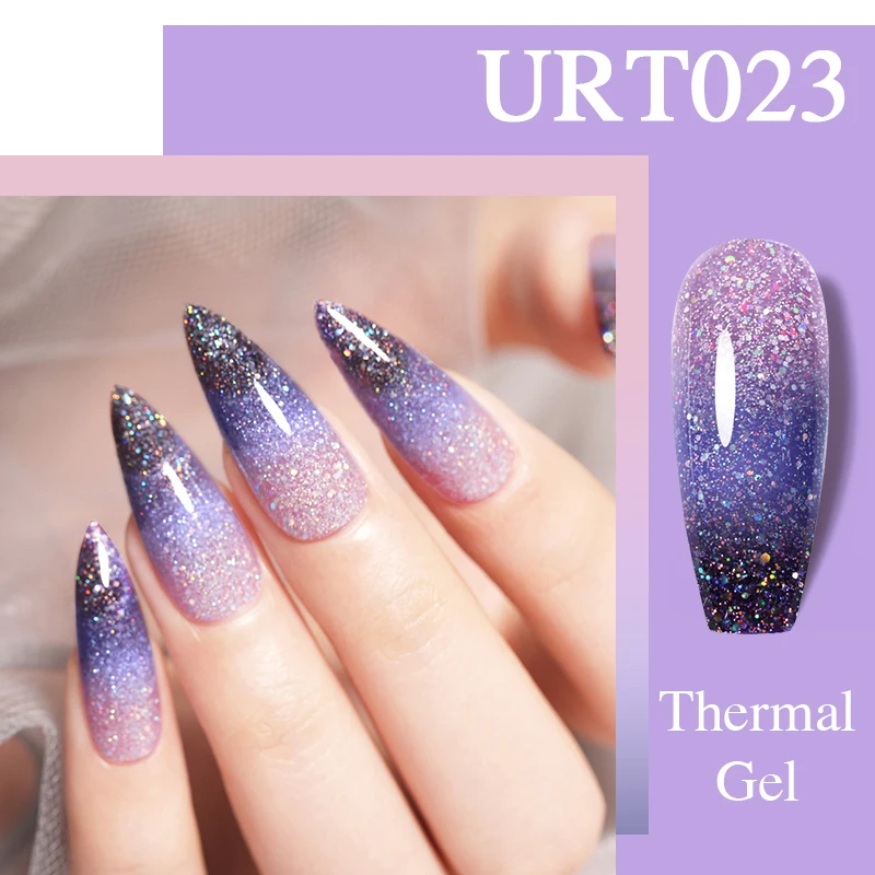 UR SUGAR Thermal Gel Nail Polish Art Vernis Semi Permanant UV Manicure 7.5ML Color Change Glitter Effect |