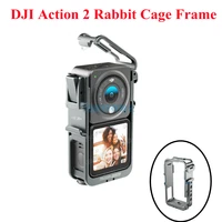 dji action 2 frame rabbit cage sports camera metal body protection frame hot shoe interface rabbit cage for action 2 accessory