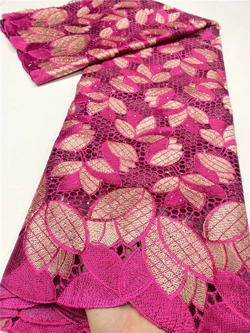 

Gold African Lace Fabric 2020 High Quality Lace French Nigerian Embroidered Tulle Lace Fabrics For Women Wedding Party YA3745B-1