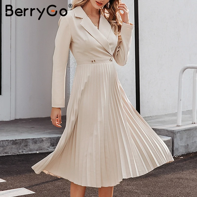 Женское длинное платье с отложным воротником BerryGo элегантное однотонное уличное