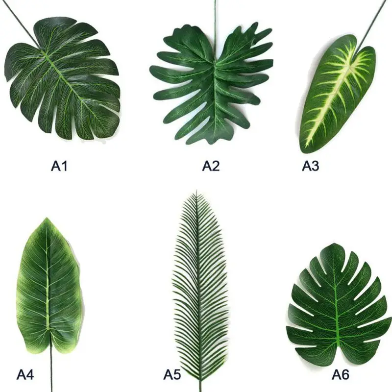 Новинка искусственные листья пальмы Monstera 20 шт. зеленые растения в форме листьев