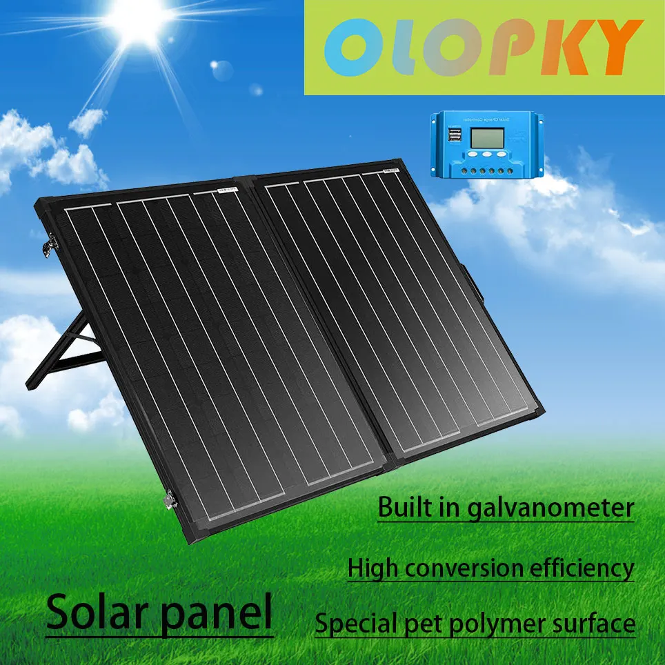 

130W portable foldable solar panel luggage compartment 12V single crystal folding solar module with LCD charging controller